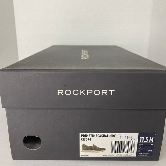 *NEW* Mens 11.5M ROCKPORT Primetime Casual Moc C17074 Dark Brown